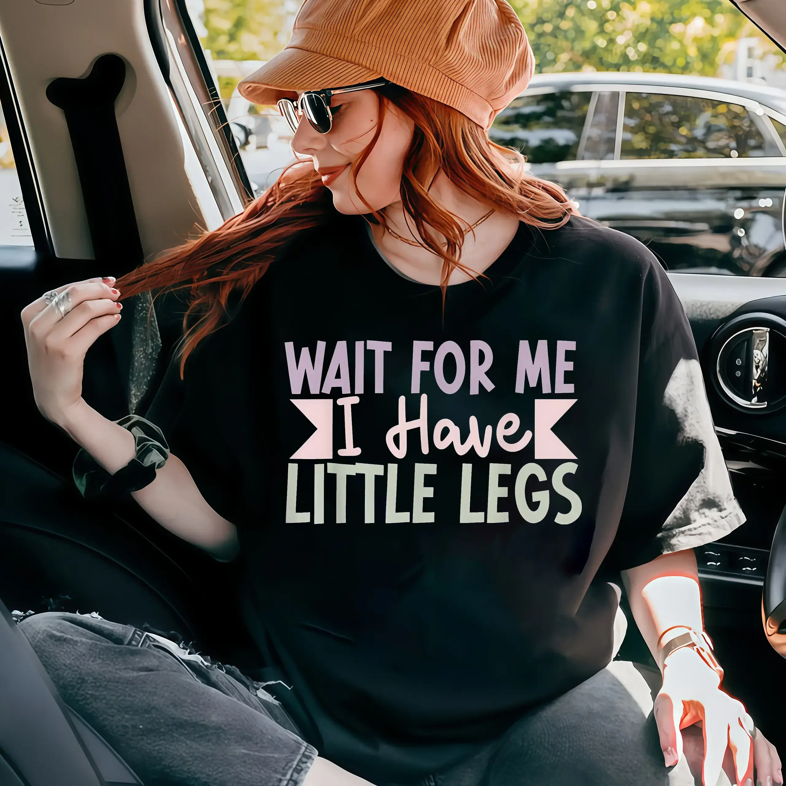Women's "Wait for Me I Have Little Legs" Humorous Sarcasm Print Casual T-Shirt - Breathable, Comfortable, Lightweight, Loose Relaxed Fit Glossy Fabric All-Season Top, Ladies T-Shirt zt01, Flannel