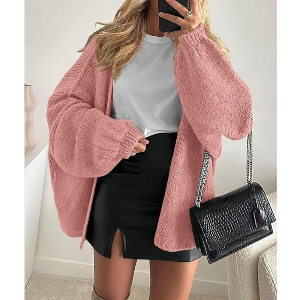 PRETTYGARDEN Womens Oversized Cardigan Sweaters Fall Long Lantern Sleeve Knit Open Front Lightweight