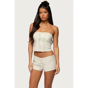 Wilde Lace Up Faux Leather Corset