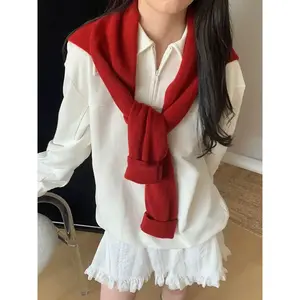 Elegant Women's Soft Plain Shawl, Versatile Scarf for Fashionable Daily Wear, Smooth Satin Neck Scarf for Casual Style