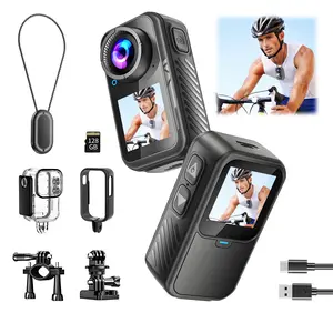 4K 60FPS 30MP WiFi Action Camera 4K with Dual Touch Screens, 128G Thumb POV Portable Body Cam Wearable Video Recorder with EIS Ultra HD 100FT Waterproof Underwater Camera Remote Control 5X Zoom Support, Ideal Gift for Girls, Boys Magnetic Compact Stick