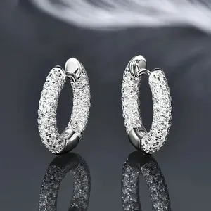 925 Sterling Silver Full Moissanite Diamond Earrings for Women Men Ice Out Hoop Earrings Fine Jewelry 2025 Hip Hop Fashion