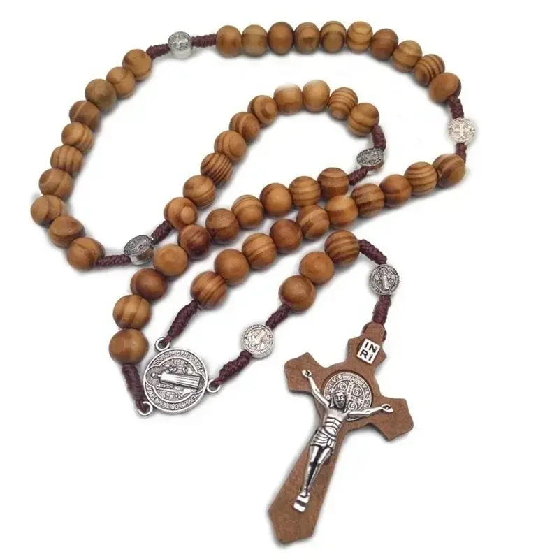 Rosary Catholic Rosary Handmade Wooden Cross Religious Car Ornaments