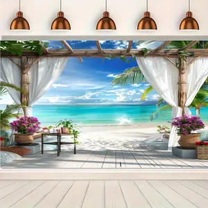 One Piece Peach Puff Tapestry Multi-Size, Tropical Ocean and Palm Tree Backdrop, Home Decor Accessory Gift, Great for Home, Kitchen, Bar, Coffee Shop, Garage Decor, Wall Hanging, One Side Print, Girls Christmas Gift