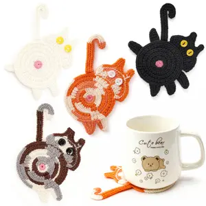 Cute Cat Coasters Set of 4 Stocking Stuffers for Women Home Decor Tabletop Protection Suitable for Various Cups Birthday Gifts for Women Mom Her Friends Coworkers Wife Daughter Sister