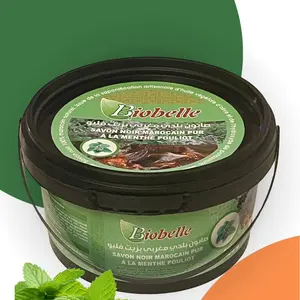 Moroccan Black Soap with Pennyroyal Mint - Rich Vitamin E Infused Cleansing Paste for Deep Cleansing Softening & Exfoliate Skin Repair