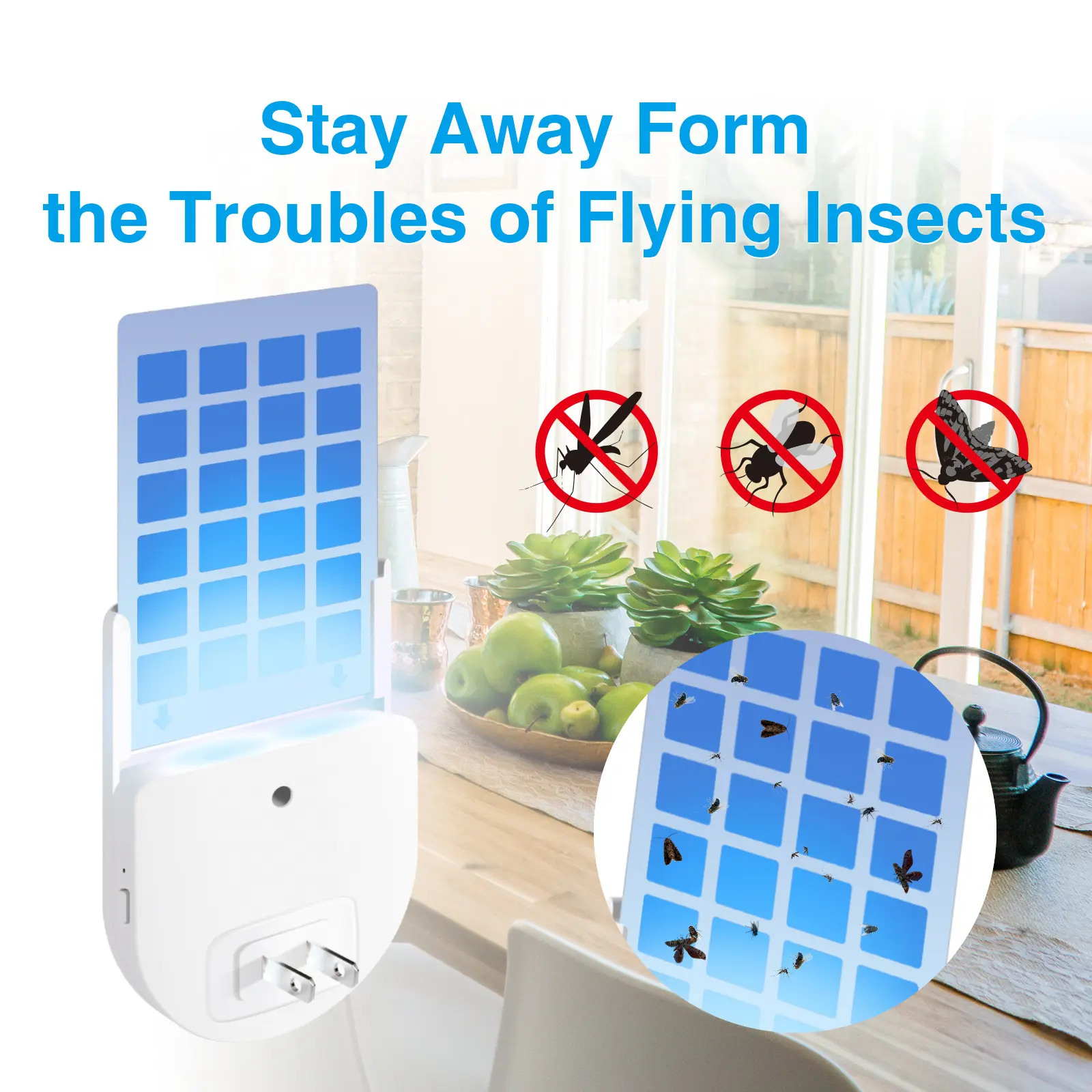 Sticky Mosquito Trap Lamp, UV Mosquito Killer Indoor, Flying Insect Trap, Fruit Fly Trap, Gnat Catcher, Mosquito Catcher, Bug Trap, Roach Trap, Non-Toxic Insect Control, Plug-in Mosquito Lamp, Fly Catcher for Home, Bedroom, Kitchen,Office, Apartment