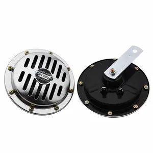 12V High-Power Silver Disc Horn Set: High & Low Dual Tone with Protective Covers (1 Pair) Car Horn