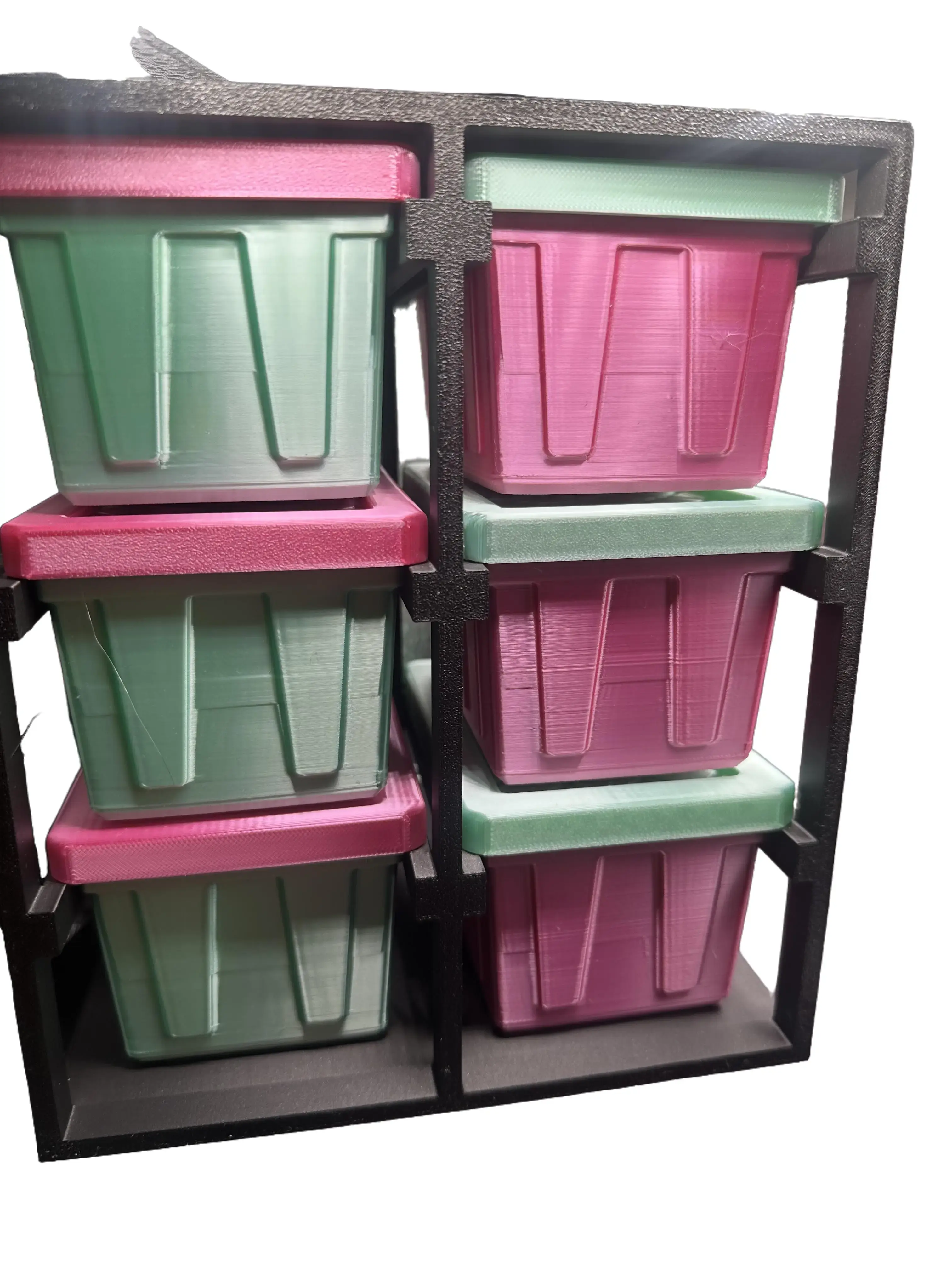 Colorful 6-Unit Mini Tote Organizer Set, 3D Printed Adorable Totes with Storage Rack, Home Supply for Small Item Organization and Personalized Gifting, Six Units