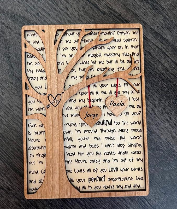 Personalized Couples Plaque – Custom Laser Engraved Anniversary & Valentine’s Day Gift, Custom Poem, Song, & Message Engraving, 2 Layered