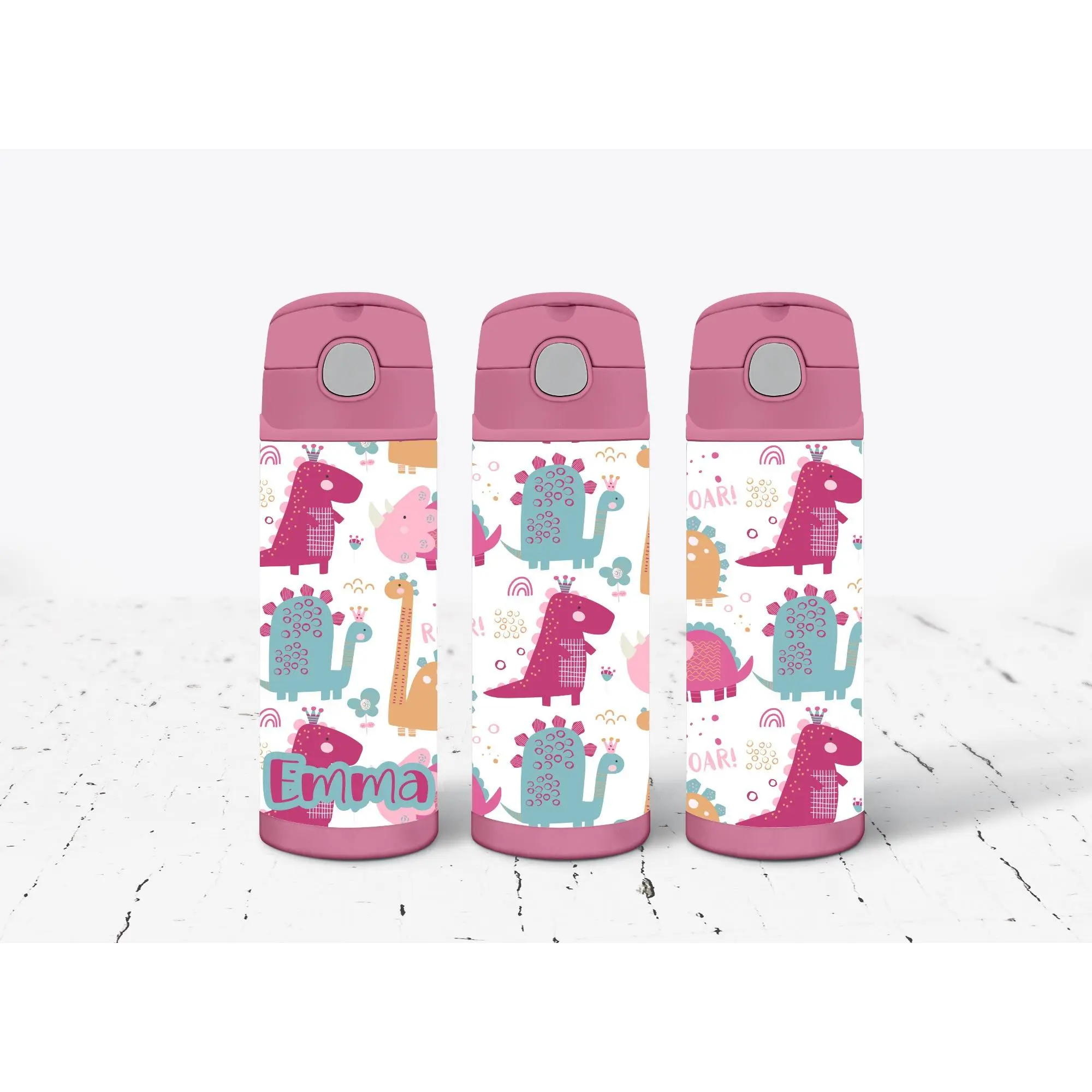 Dino Straw Water Bottle