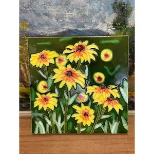 Painted Decorative Floor Tile piece