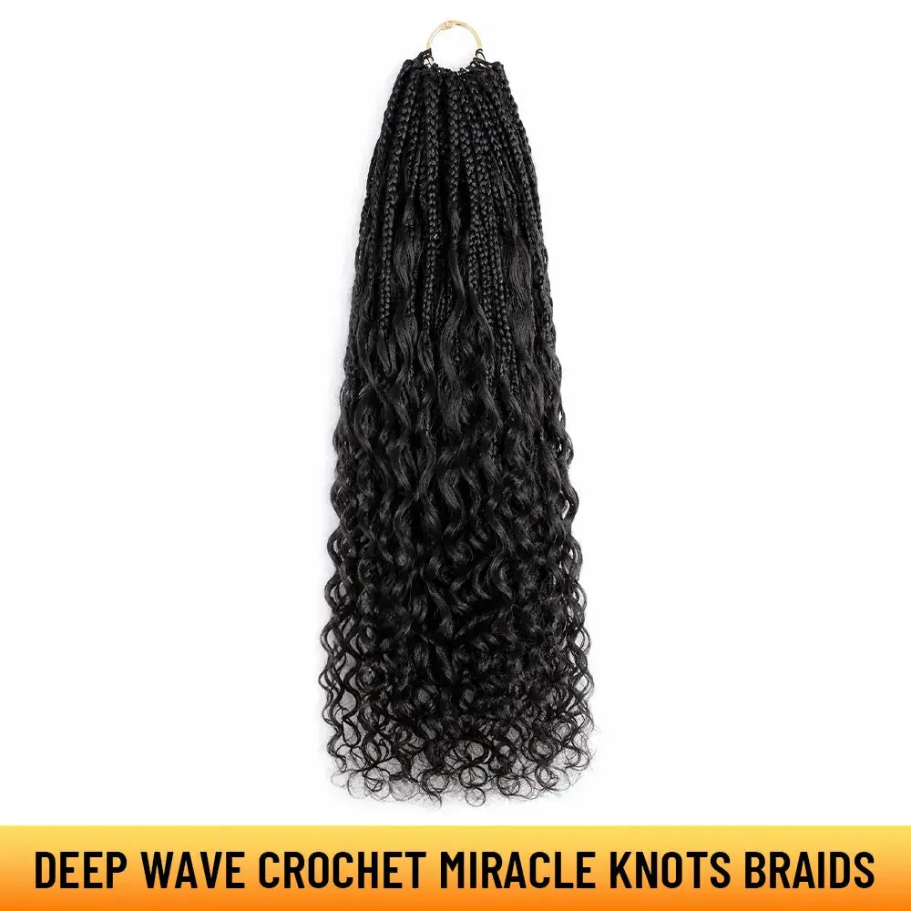 YGwigs Pre-Looped Crochet Miracle Knots Braids with 100% Human Hair Deep Wave Loose Wave Curls 40 Strands Protective Style