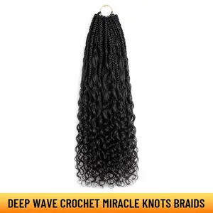 YGwigs Pre-Looped Crochet Miracle Knots Braids with 100% Human Hair Deep Wave Loose Wave Curls 40 Strands Protective Style