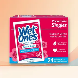 Wet Ones Antibacterial Hand Wipes Singles - Fresh Scent - 24ct