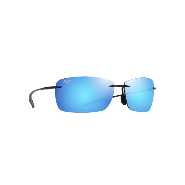 Maui Jim Lighthouse Sunglasses B423-02 Shiny Black Frame Blue Hawaii Lenses