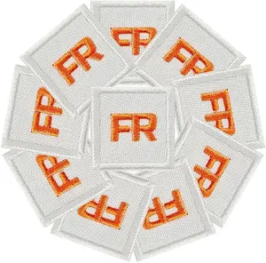 10PCS FR Iron on Patches, FR Patches for Jeans, T-Shirts, Backpacks, Hats and More.（White)