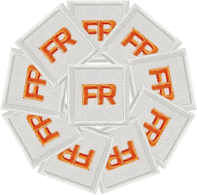 10PCS FR Iron on Patches, FR Patches for Jeans, T-Shirts, Backpacks, Hats and More.（White)