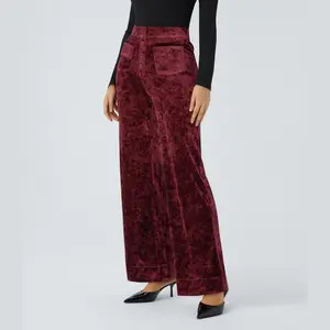 Halara High Waisted Button Multiple Pockets Straight Leg Velvet Casual Pants