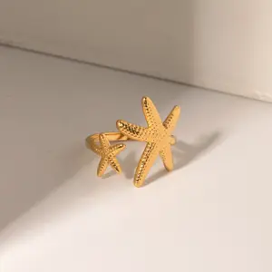 Double Star Adjustable Ring in Stainless Steel - Modern Design for Everyday Wear & Special Occasions