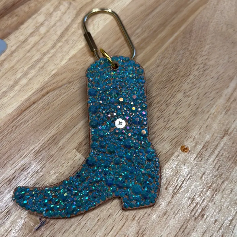 Leather boot keychain