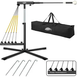 Baseball Softball Swing Trainer with 5 Power Bands,Auto Reset Baseball  Equipment,Baseball Hitting Trainer,Height Adjustable 31- inches Softball Swing Trainer Improve Power,Speed