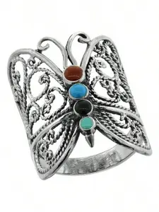 Elegant Butterfly Design Turquoise Ring for Women, Fashionable Hollow Out Jewelry Gift, Perfect for Weddings Engagements Parties, Elegant Fashion Rings, Unique Rings