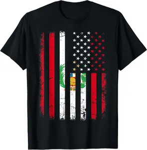 Peruvian American Flag Peruvian Roots Peru America T-Shirt Pure Cotton Graphic Tees: Unisex Gifts for Men Menswear Soft