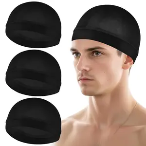 3Pcs Wave Cap Silky Elastic Band Caps Soft Breathable Hair Wrap Satin Sleeping Shower Caps Hair Bonnet for Sleep Unisex Beanie Caps Beanies Hats Shower for Men Women Athletes Hip-hop Lovers