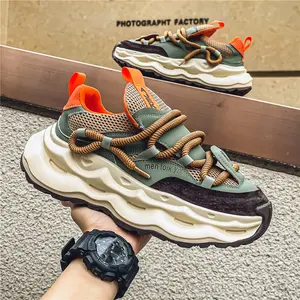 Men's Retro Chunky Platform Sneakers, Wavy Sole Dad Shoes for Streetwear & Daily Wear