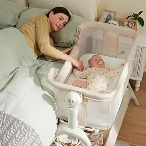 HARPPA 3-in-1 Cuddly Rocking Bassinet - Baby Furniture, Bedside Cot, Toddler Bed, Adjustable Height Crib, Metal Frame, Storage Design, Sway Function, Mattress Cover (No Sheet), Bassinet For Baby
