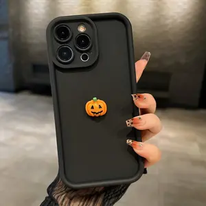 Fashion Creative Design Protective Case, 3D Pumpkin Face Anti-Drop Phone Cover, Fits iPhone 15 16 17 Pro Max 12 13 Pro 14 11