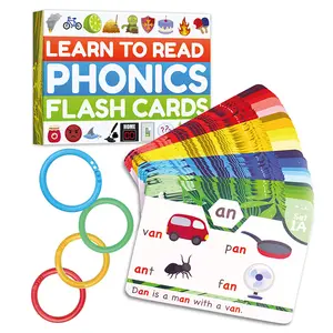 Children's Phonics Flash Cards,Alphabet Phonics Learning Cards Set, Educational Flash Cards with Rings,Preschool Learning Flashcards for Toddlers, Kindergarten Reading Practice Cards,Kids Learning Educational Toy,Kids Reading Skill Improvement Cards
