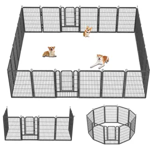Outdoor Dog Fence Heavy Duty Rust-Proof Dog Fence Indoor 32/40 Inch High Outdoor Dog Fence with Gate for Large/Medium/Small Dogs, Pet Fence Outdoor Portable Puppy Keep Fence for RV Camping, Yard, Fence for Dog, Dog Fences, Outdoor Dog Fence