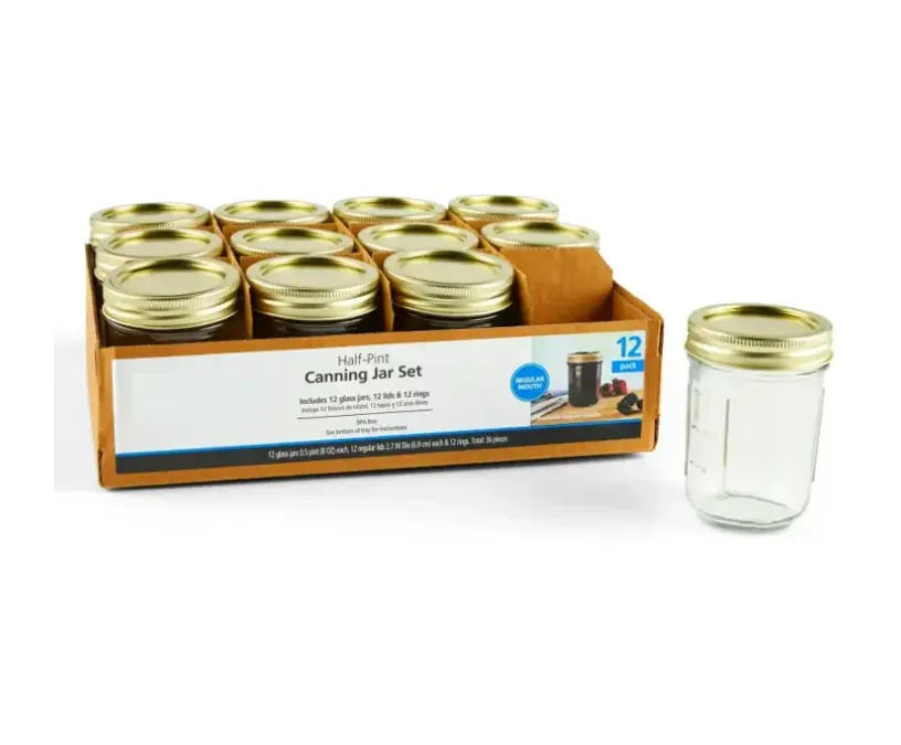 Regular Mouth Half-Pint Glass Canning Jars (12 Count)