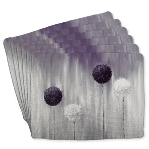 360 Stand Purple Allium Flora Braided Polyester Placemats - 6-Piece Rectangular 14x18 in Tableware Set with Coasters for Home Decor, Coasters Home Decor, Coasters For Drinks