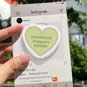 Emotional Support Kindle Phone Holder, Aesthetic Sage Green Heart Grip, Cute Bookworm Gift for Her, Cottagecore Reader Stand, Kindle Socket