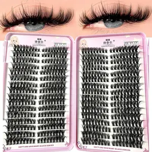 Left+Right Eye Lash Extension Cat/Fox Eye Effect 3D Wispy Natural Looking DIY Segmented Soft Black Cosmetic Lashes