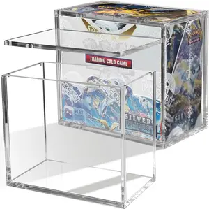 Acrylic Display Box for PKMN Booster Box Collection TCG With Flip-Top Magnetic Lid Protector Case Box Stackable  Acrylic Case for PKMN TCG Booster Box ETB Trading Graded Game Anime Cards
