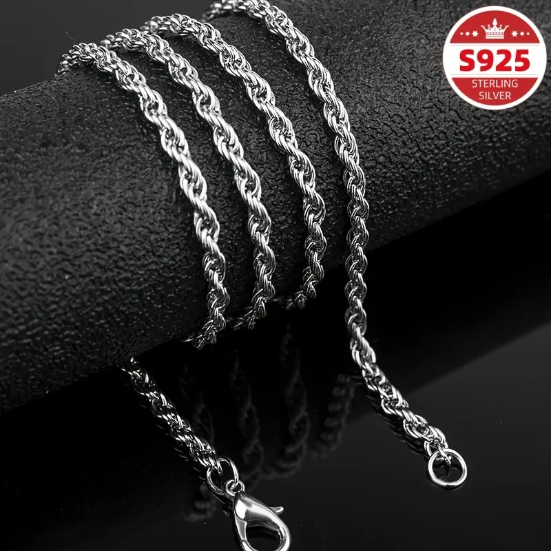 925 sterling silver collarbone necklace with a trendy high-end square clasp and cable chain design for women. Fashionable twisted chain, basic minimalist style for everyday wear. Unisex jewelry—a must-have for girls and an ideal gift for Valentine’s Day,