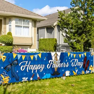 Happy Fathers Day Decorations- Happy Father Day Large Blue Necktie Banner Yard Sign for Family Celebrate Fathers Day Party Supplies (Banner)