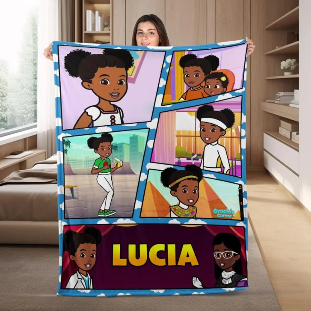 Gracie's Corner Personalized Fleece Blanket - Official Lucia Design, Custom Educational Kids' Blanket for Toddlers, Unique Gift for Birthdays with Warmth & Learning Enhancement