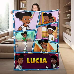 Gracie's Corner Personalized Fleece Blanket Custom Kids Educational Blanket Official Style Birthday Gift for Toddlers & Children Lucia Design