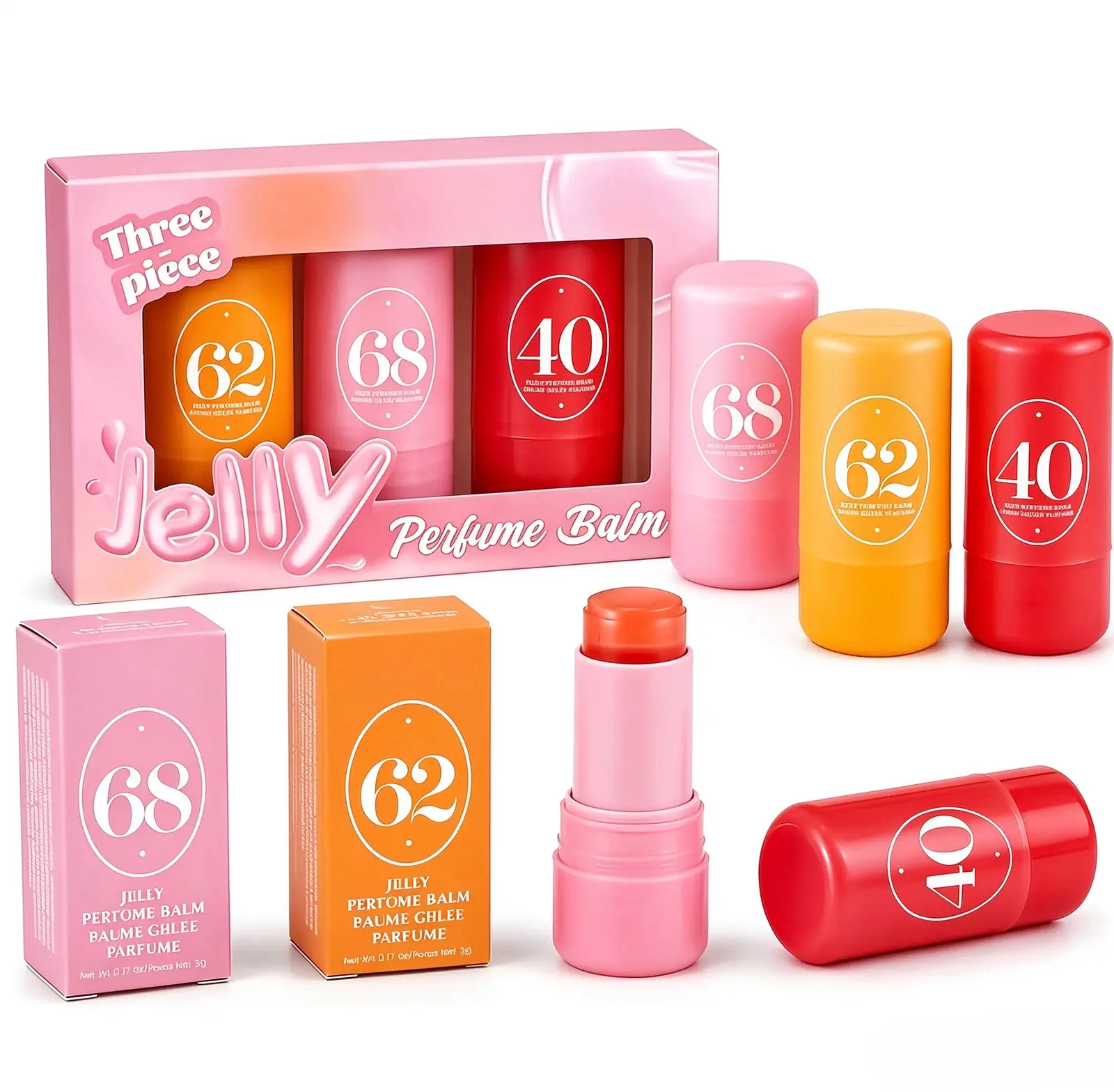 3-Pack Jelly-Like Deodorant Perfume Fragrance Balm - 3 Different Scents, Non-Greasy Transparent Stick, Lightweight Portable Body Care Cosmetic, Smooth Application, Fresh Youth Vibe, Ideal for Underarm & Hands for Commute