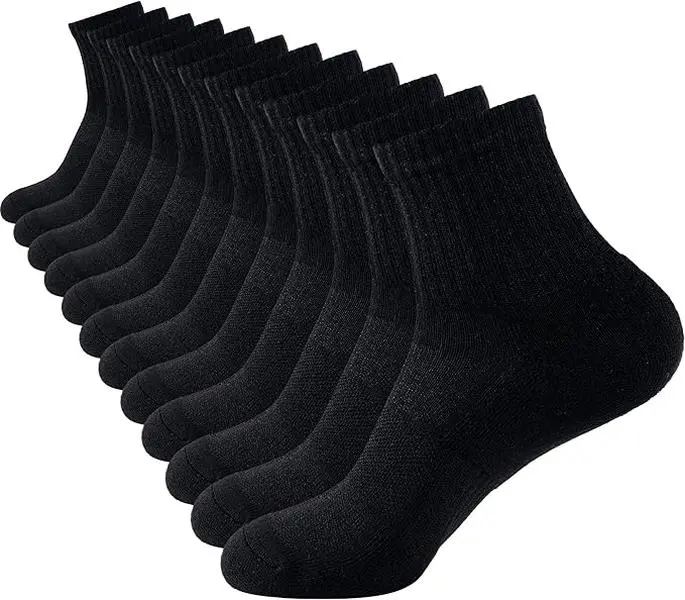 LUBOT 2026 Bamboo Viscose Unisex Quarter Socks (6 Pairs) - Odor-Resist, Cushioned, Anti-Blister, Bulk, Anti-Friction, Dry-Touch, Breathable, High-Elastic Athletic Casual Socks for Men and Women, Bulk Ankle Socks, Anti-Friction Ankle Socks