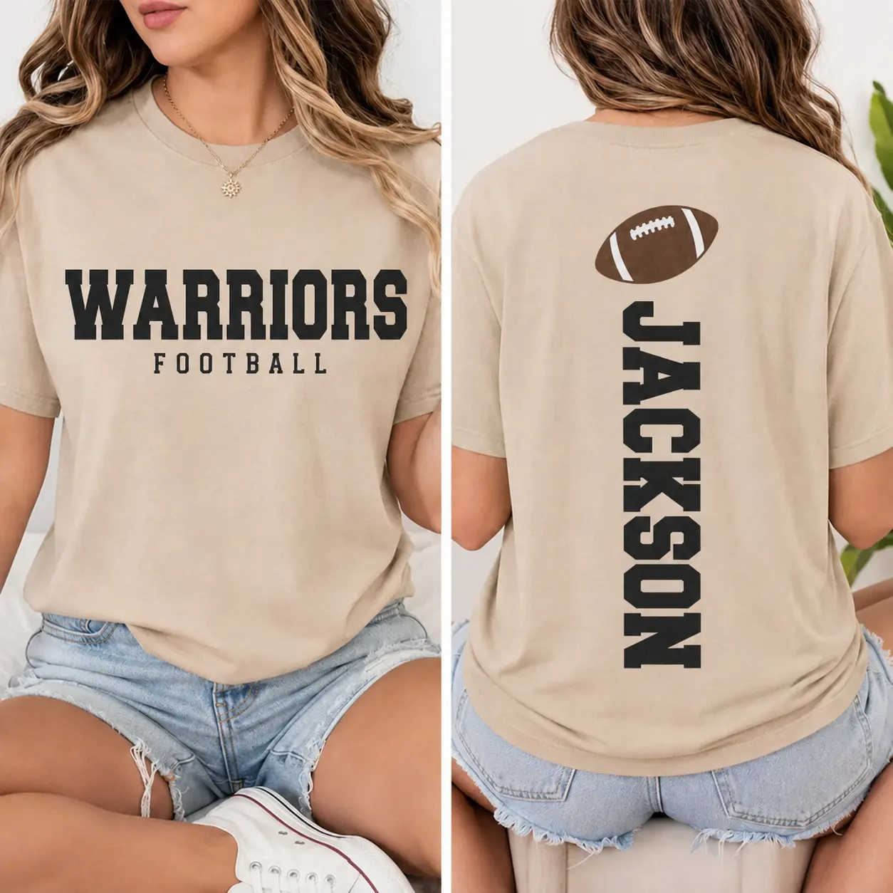 ( LEAVE A NOTE or DM SHOP ) Personalized Football Shirt, Custom Team Name Tee, Game Day T-Shirt, Sports Fan Outfit, Gift for Football Mom, Front Back