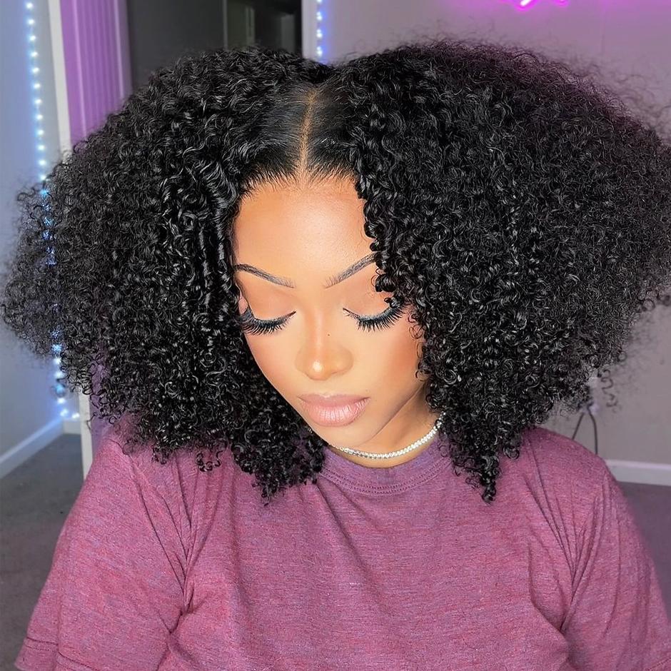 FORGIRL FOREVER Kinky Curly Glueless Wig 7x5 Bleached Knots Wear Go Wig Pre Cut HD Lace Front Wig 100% Kinky Curly Human Hair Wigs For Women
