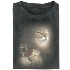 Retro Funny Vintage tshirt, Funny Wine Memes, Cat Portrait T-shirt, Unisex Meme Cringe Funny Dumb Menswear Womenswear Streetwear. YIQ