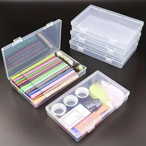4pcs Transparent Stationery Box, Rectangular Plastic Clear Tool Parts Small Box, Mobile Phone Mask Fishing Tackle Storage Box, Stationery Organizer Box, Home And Office Supplies, etc.