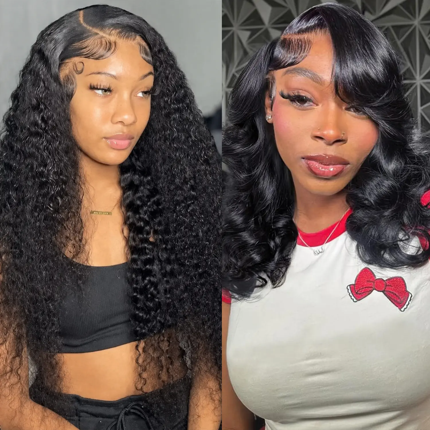[Flash Live 30+18 inch Combo] 2Pcs 13x4 HD Lace Front Wigs Human Hair 30Inch Black Deep/Body/Straight +18 inch Black Deep/Body/Straight Combo 150% Density Pre Plucked for Black Women